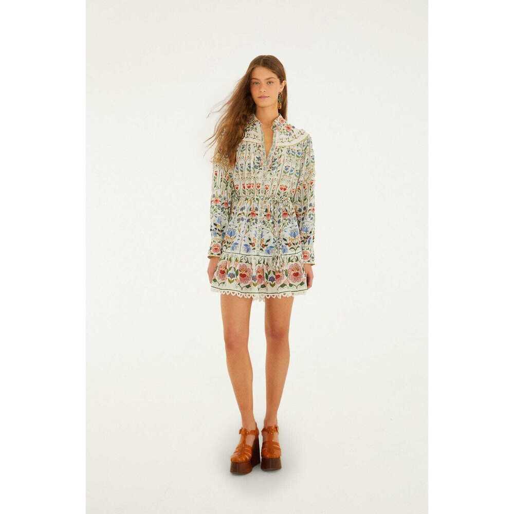 BNWT FARM RIO Off-White Stitched Garden Mini Dress size Medium